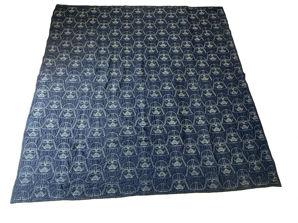 Pottery Barn Kids Star Wars Darth Vader Quilt Navy Blue Full 82x87 PBK